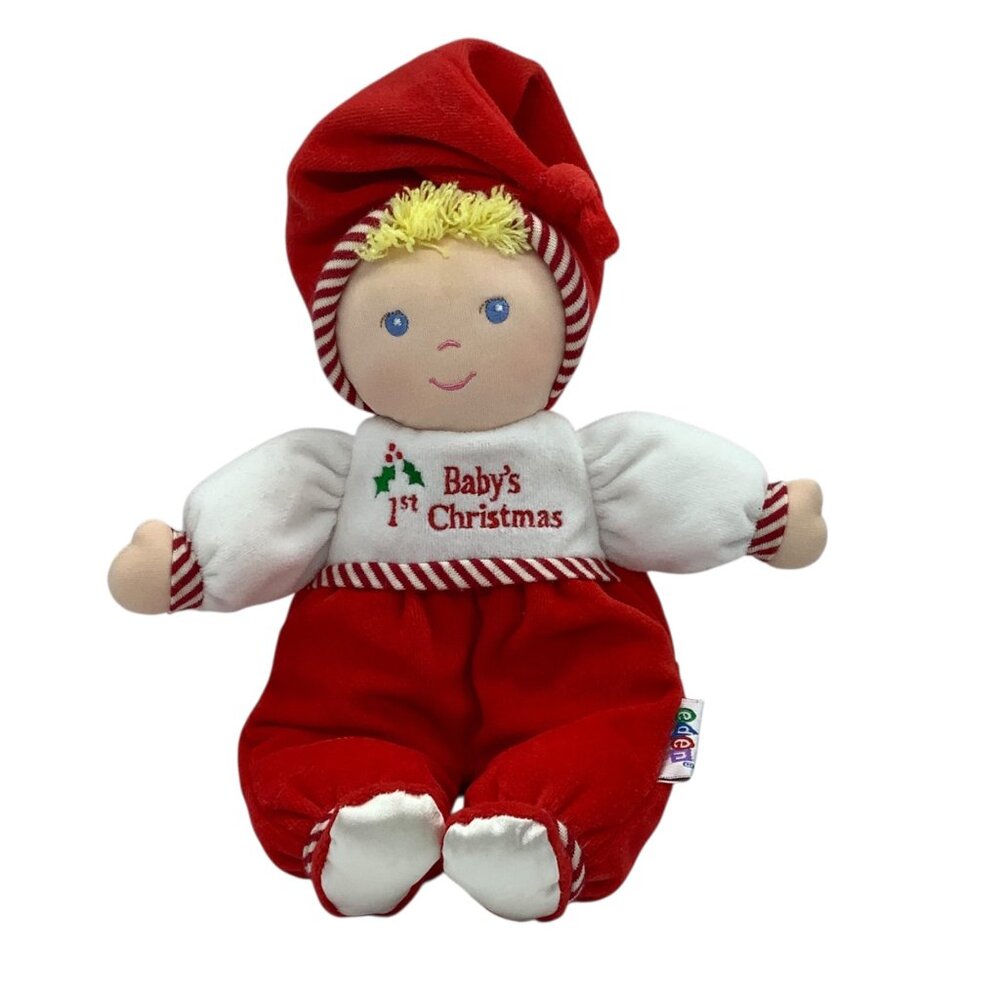 Eden Babys First Christmas Soft‎ Plush Doll Red White Festive Keepsake 12"
